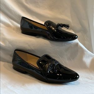 Gianni Bini Black Patent Loafers with Tassels